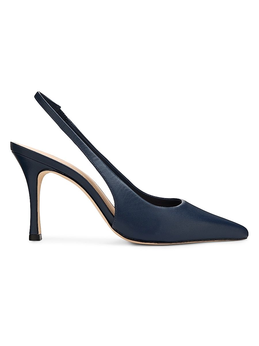 Women's 90MM Leather Slingback Pumps - Navy Nappa - Size 12
