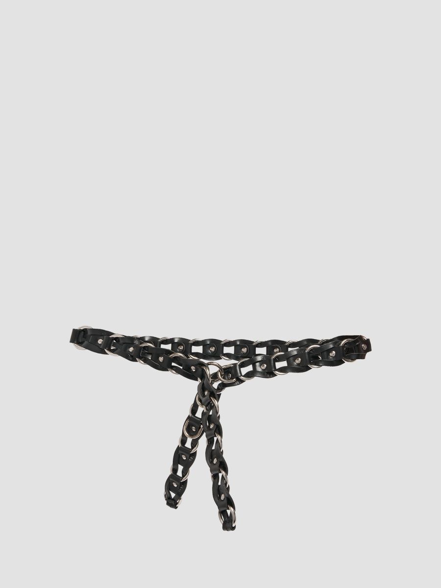 Isabel Marant Women's Leather & Chain-Link Belt - Black And Silver - Size Medium