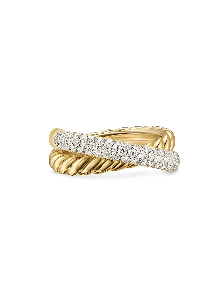 Women's Crossover Two Row Ring in 18K Yellow Gold - Gold - Size 7