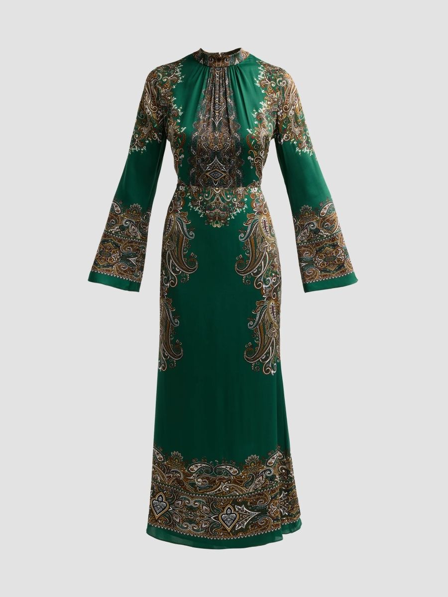 Elie Tahari Women's Amaya Paisley Silk-Blend Maxi Dress - Crown Jewel Print - Size 16