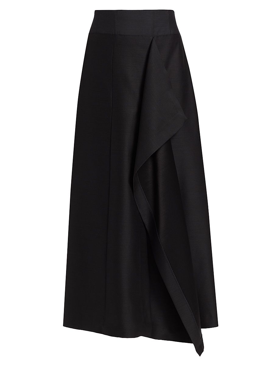 Women's Pheobe Wool-Silk Midi-Skirt - Black - Size 4