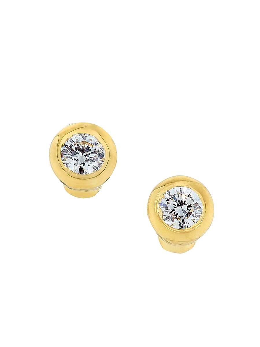 Women's Tiny Treasures Small 18K Gold, 0.10 TCW Diamond & Ruby Stud Earrings - Yellow Gold