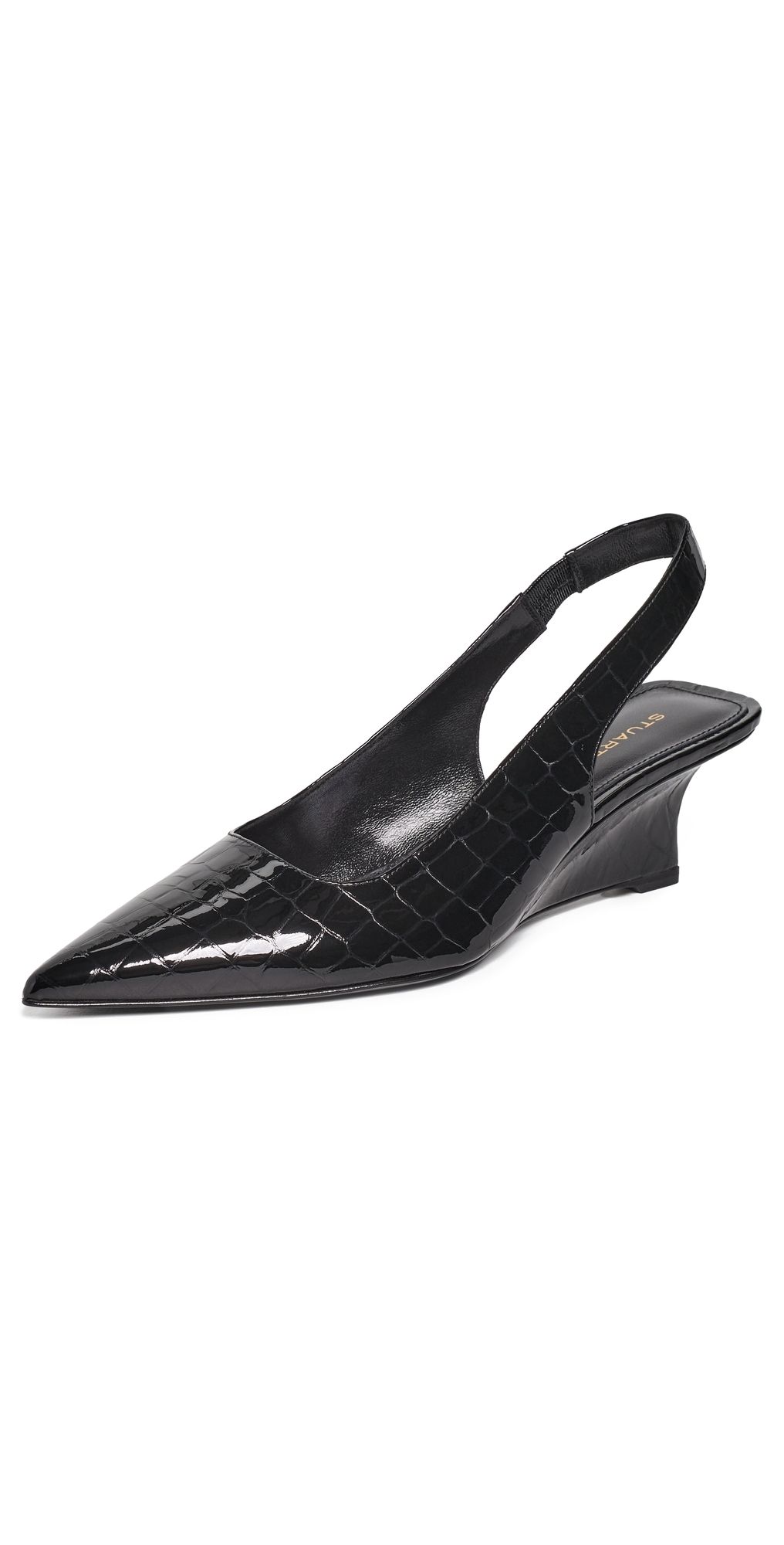 Stuart Weitzman Vinnie Sling Wedge Heels 50 Black 8.5