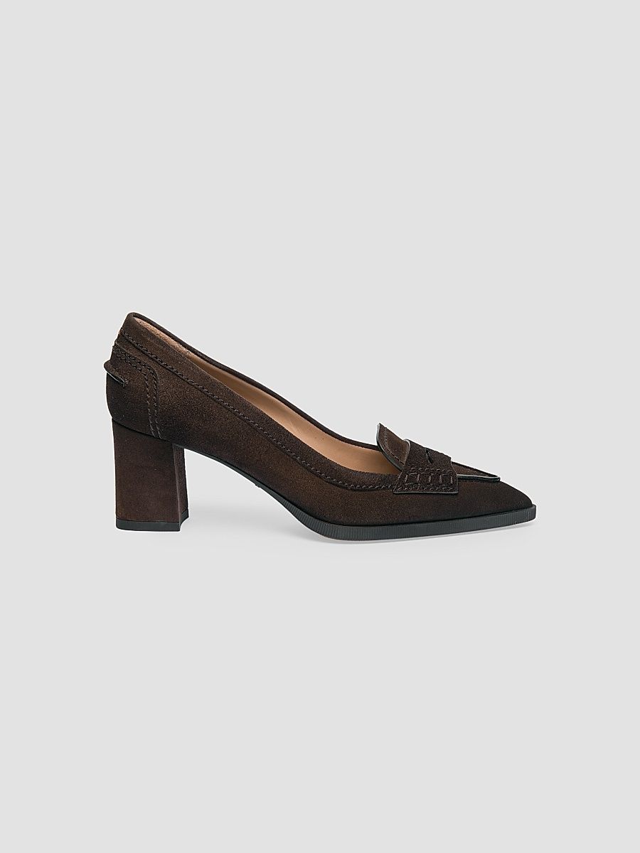 Santoni Women's 50MM Suede Loafer Heels - Light Brown - Size 12
