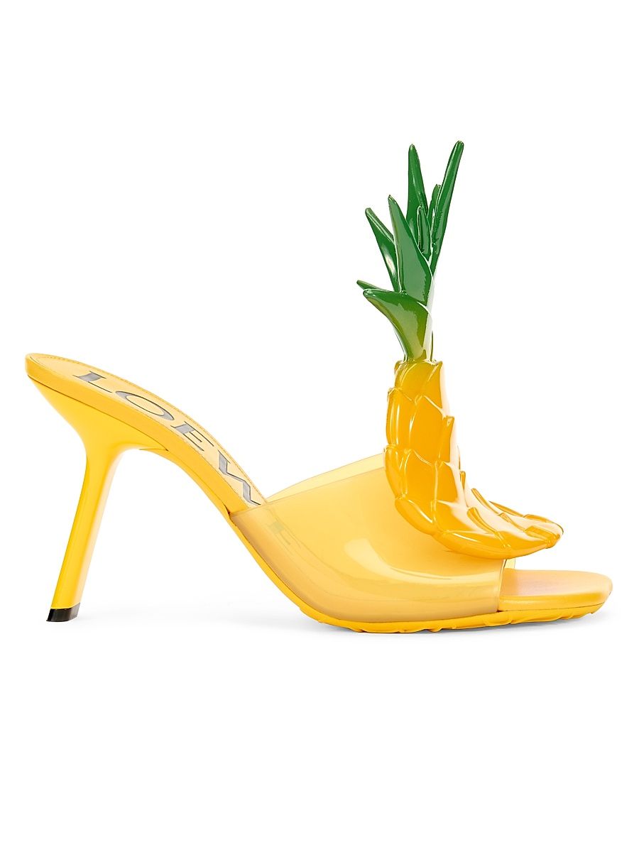 Women's LOEWE x Paula's Ibiza 90MM Pineapple-Appliqué Sandals - Pineapple Yellow - Size 5