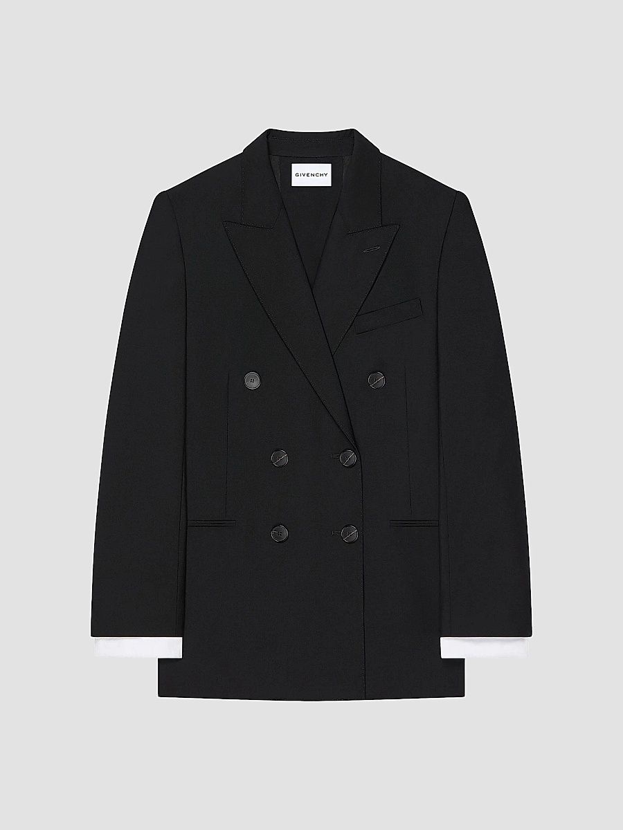 Givenchy Women's Double-Breasted Slashed Jacket in Wool and Mohair - Black - Size 4