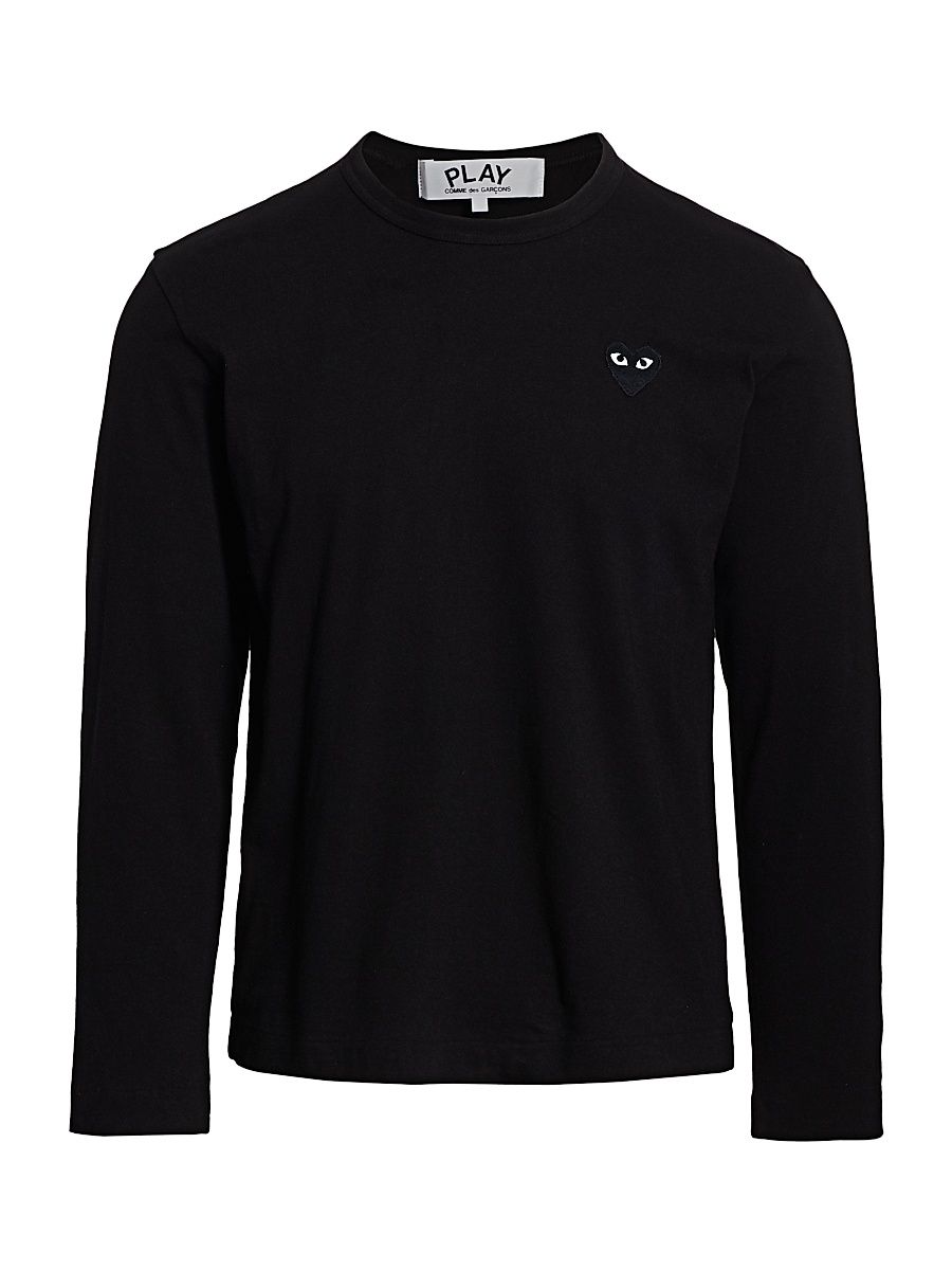 Men's Graphic Heart Long-Sleeve Tee - Black - Size Small