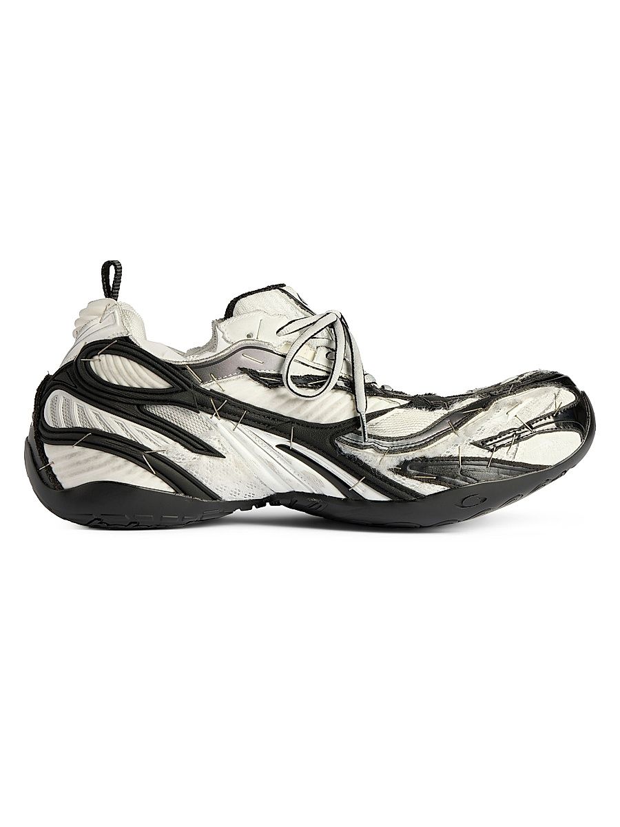 Men's Soleless Sneakers - Black White Silver - Size 7