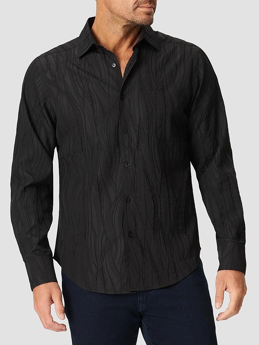 Robert Graham Men's Wells Textured Stretch-Jacquard Shirt - Black - Size XXL