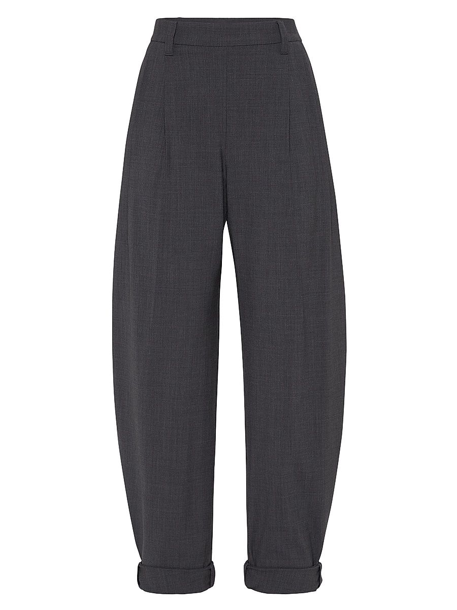 Women's Tropical Luxury Wool Slouchy Trousers - Anthracite - Size 2