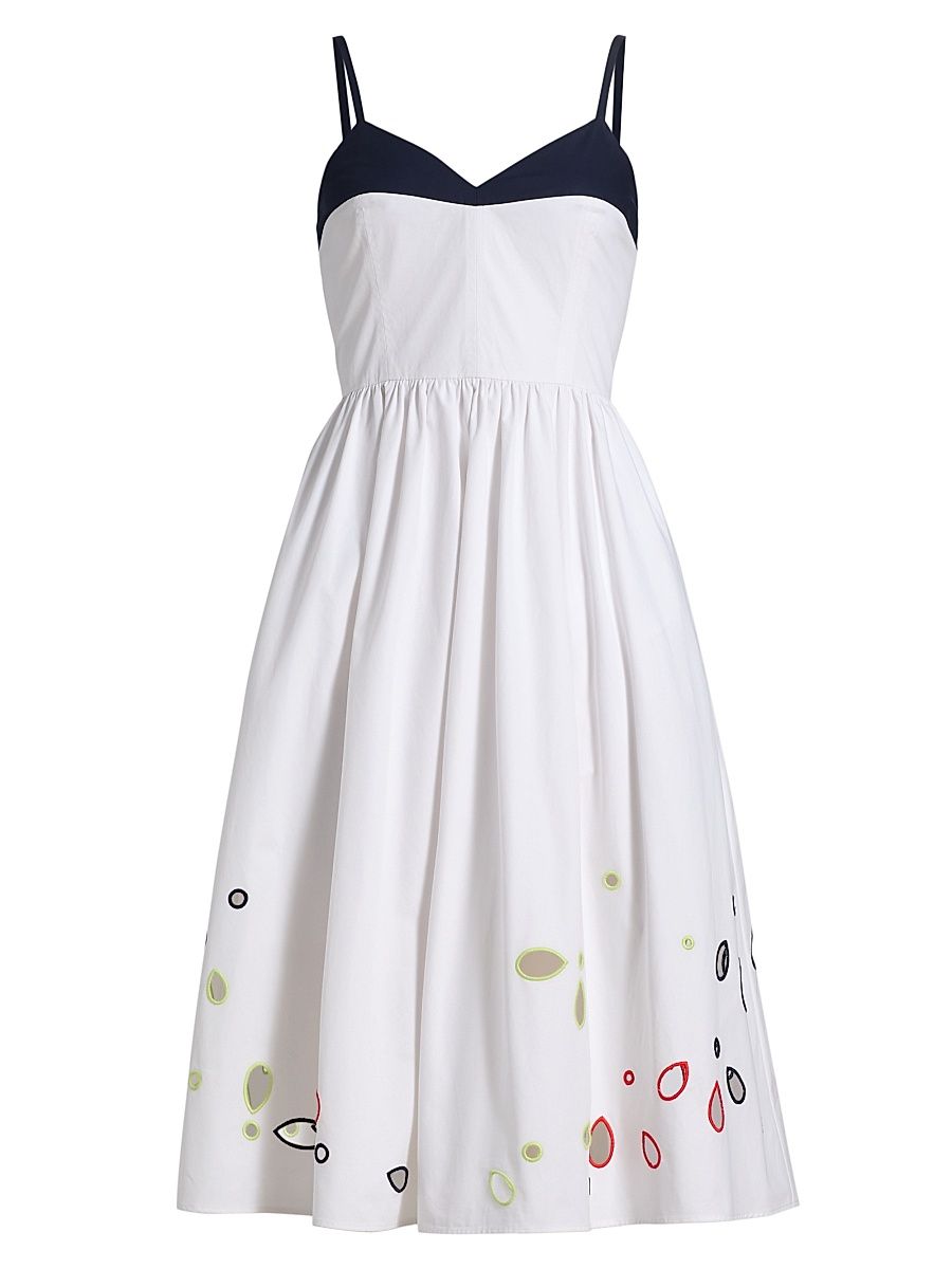 Women's Undress Eyelet-Embroidered Cotton Midi-Dress - White Multi - Size 12