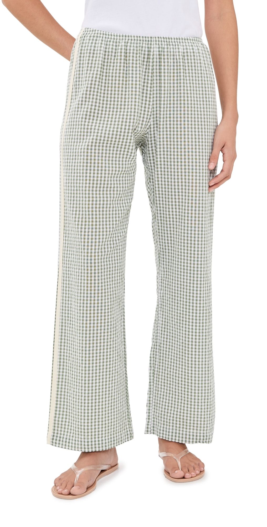 DONNI. The Cotton Gingham Stripe Crop Pants Dill S