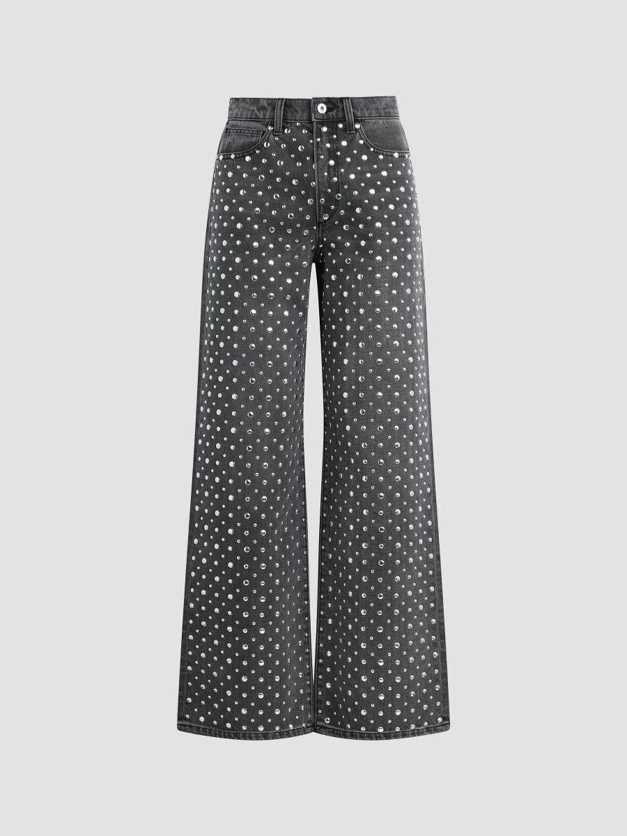 Joe's Jeans Women's The Harlowe Studded Wide-Leg Jeans - Lunar Stud - Size 23