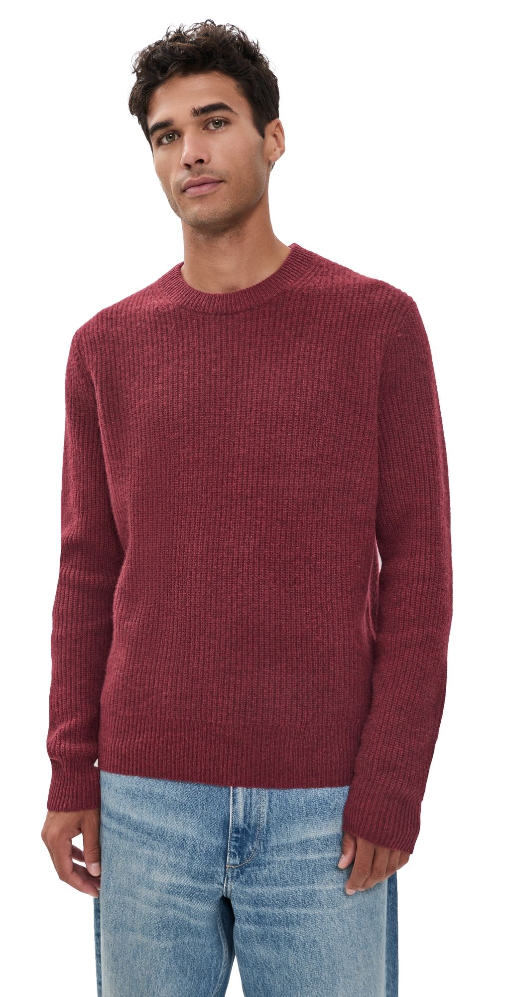 Alex Mill Washed Cashmere Jordan Sweater Heather Burgundy XL