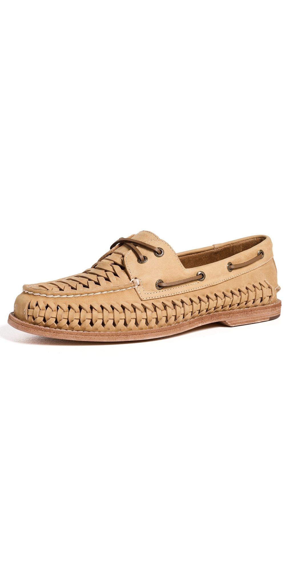 Sperry Gold Cup Woven Leather Boat Shoes Tan 10.5
