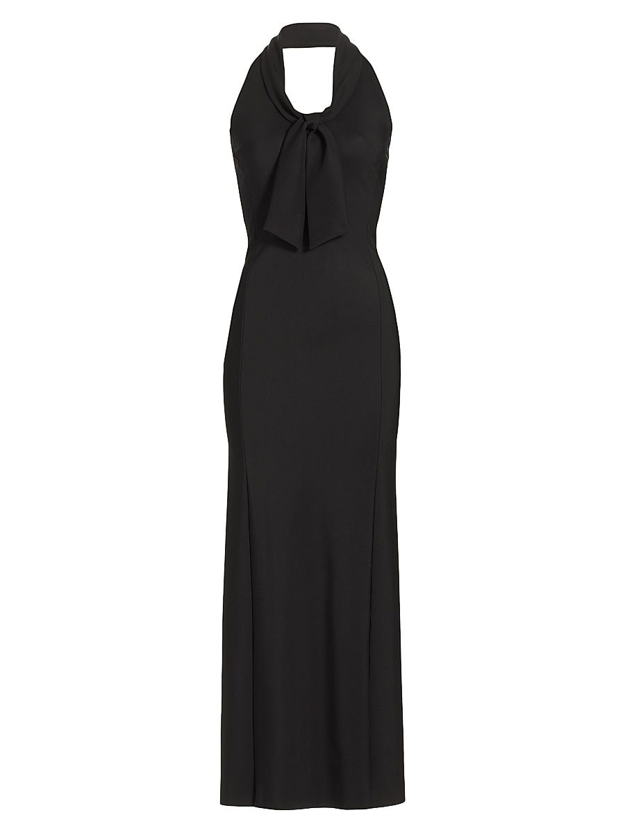 Women's Bambi Sje Tie Halter Gown - Black - Size 16