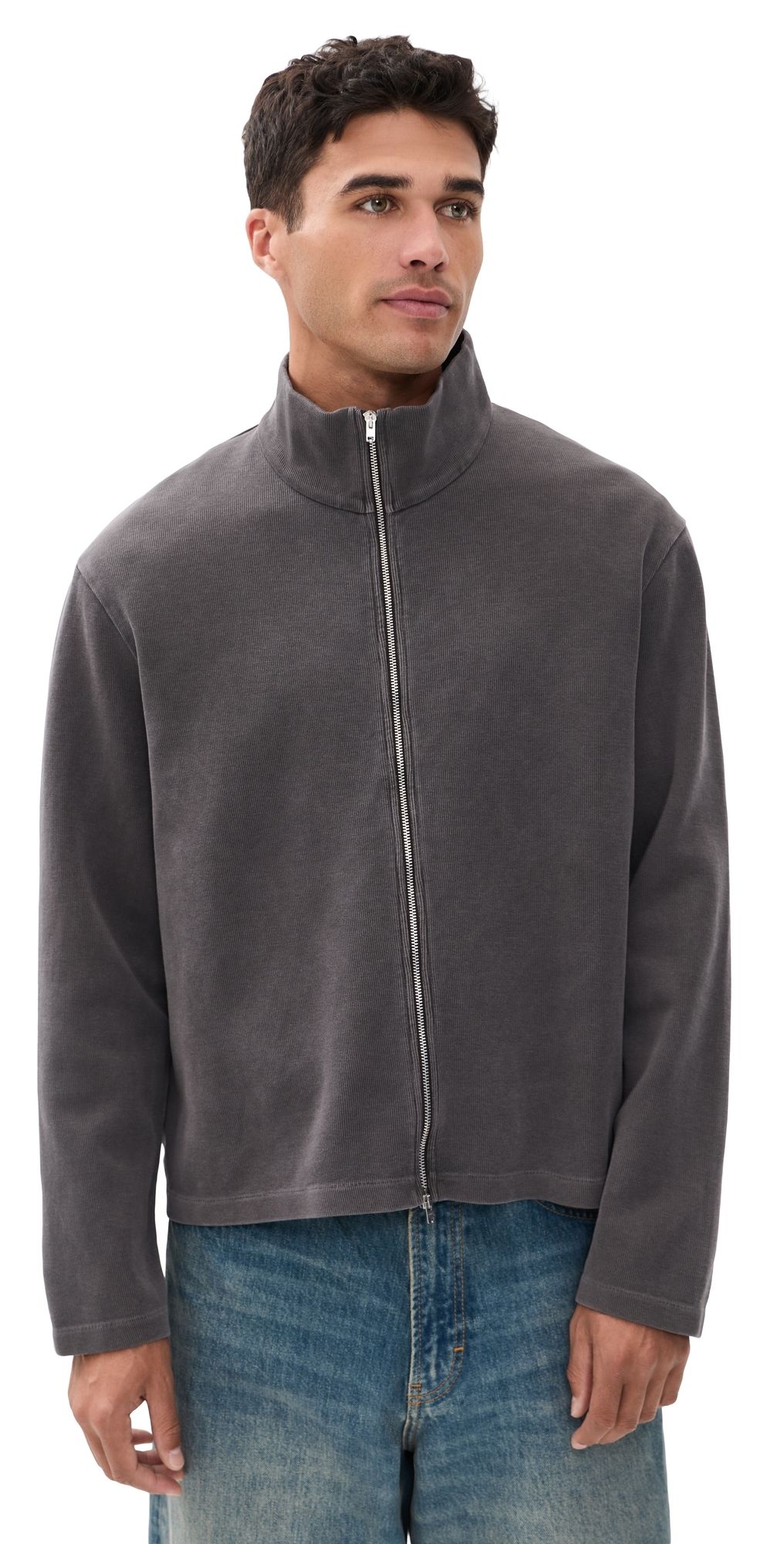 Our Legacy Shrunken Full Zip Sweater Worn Graphite Athletic Rib 46