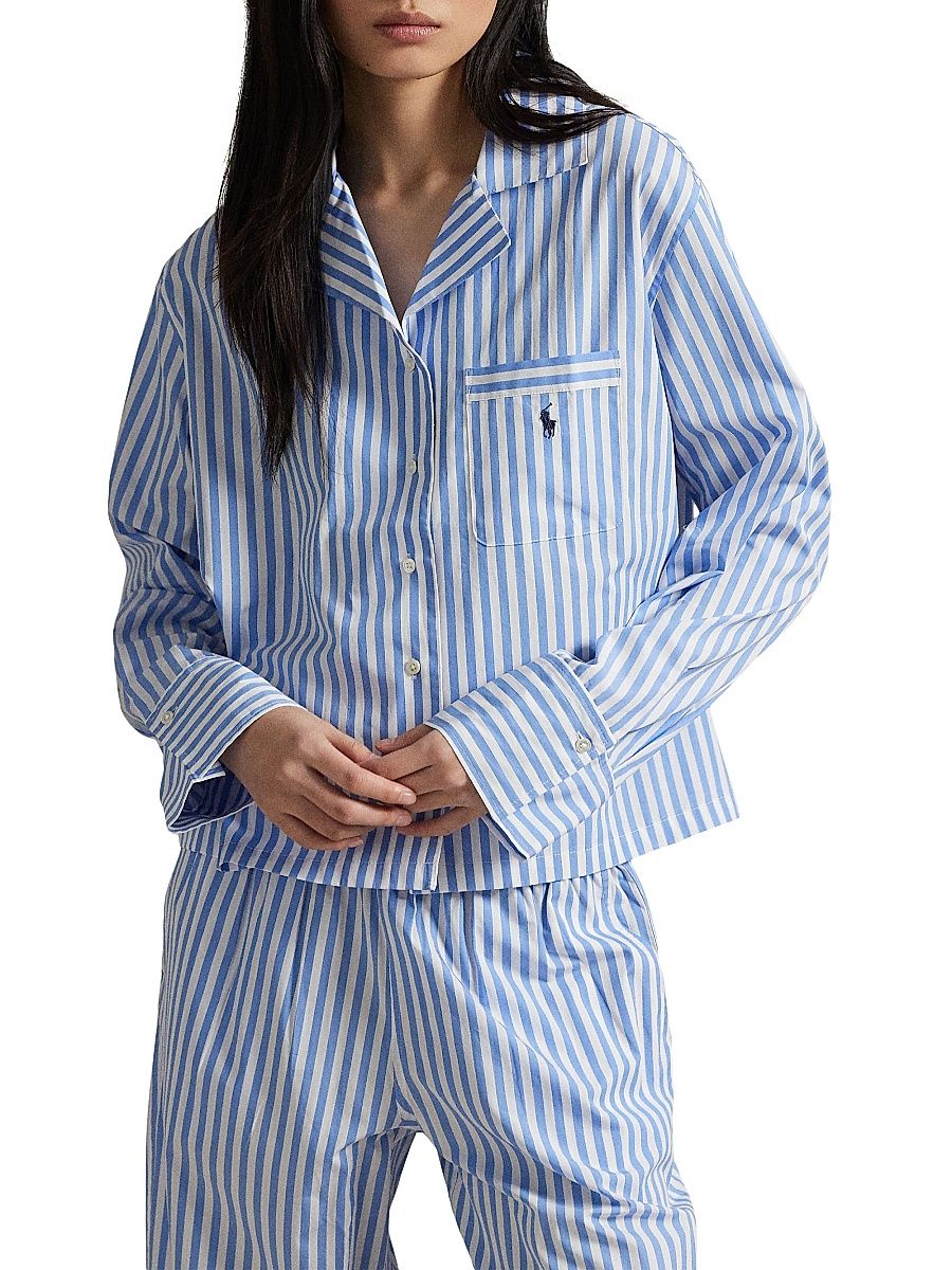 Women's Shirting Stripes Relaxed-Fit Pajamas - White Cloud Hydra - Size XS