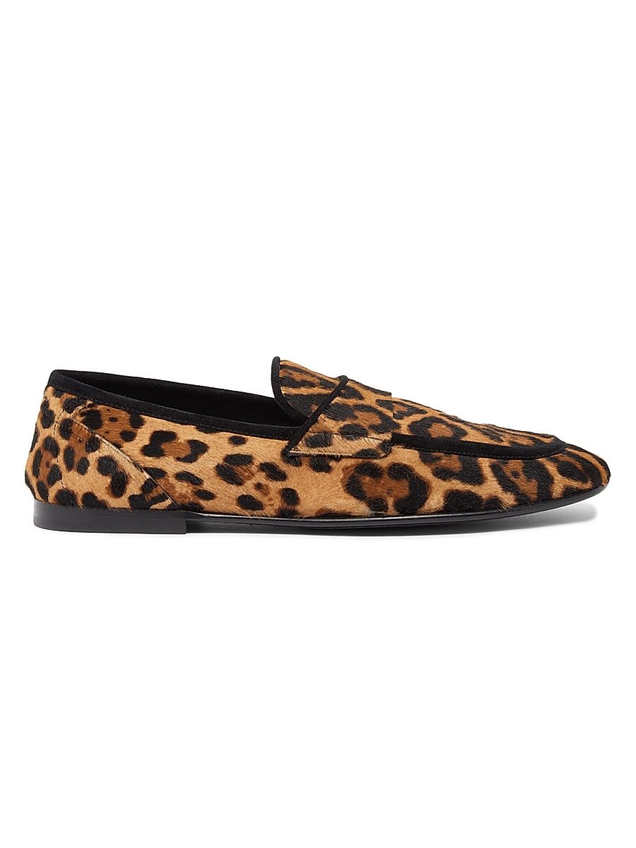 Men's Crosta Leopard-Print Calf Hair Loafers - Leopard - Size 13