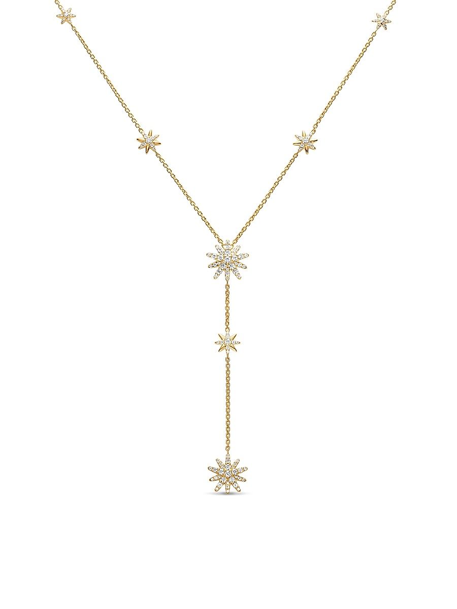 Women's Starburst Y Necklace in 18K Yellow Gold with Diamonds, 76.7MM - Diamond - Size 18