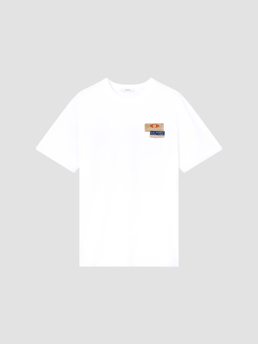 Givenchy Men's T-Shirt in Cotton with Reverse Beauty Print - White - Size Large