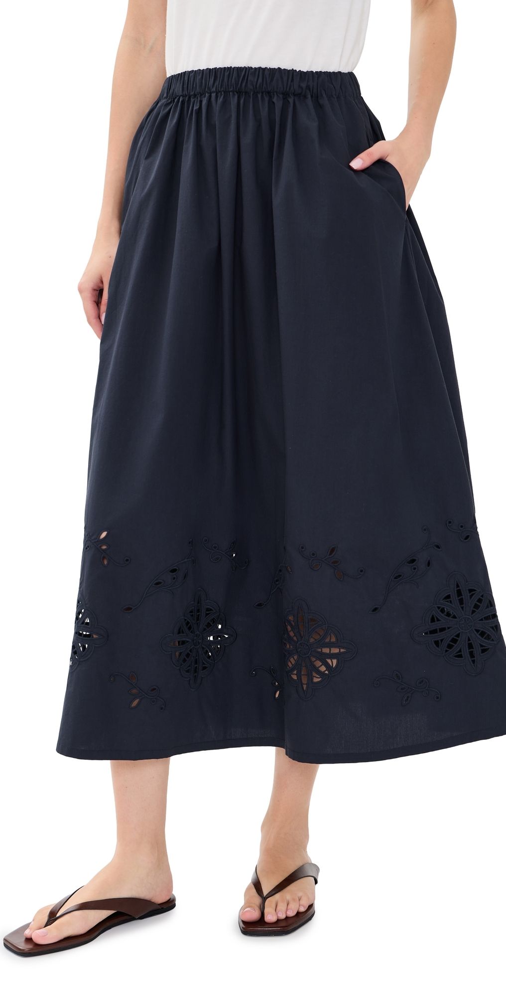 Jenni Kayne Broderie Lauren Skirt Navy XL