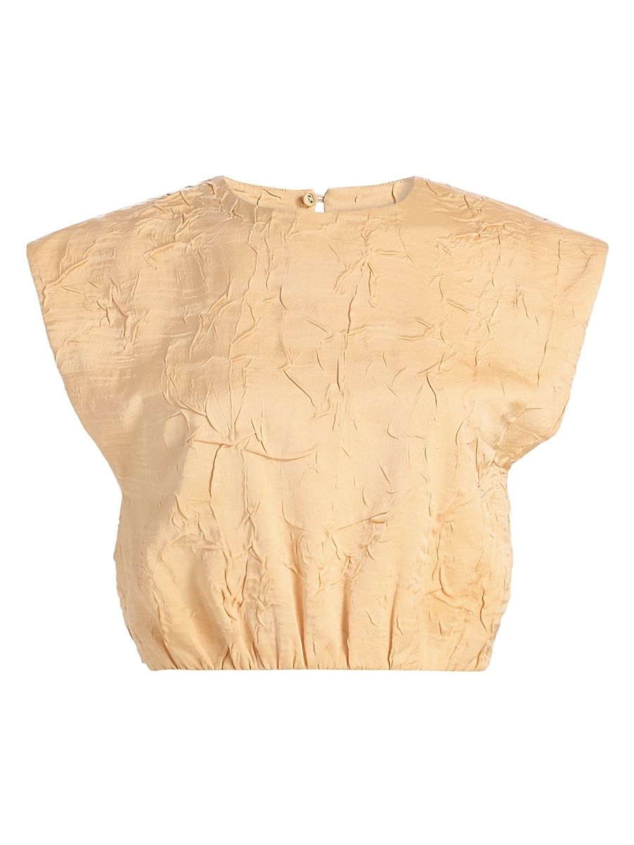 Women's Gisella Crinkled-Effect Crop Top - Driftwood - Size 12