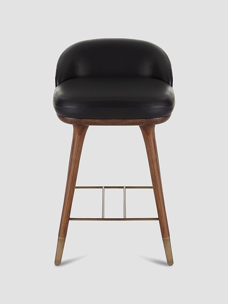 Walsh Leather & Wood Counter Stool - Black