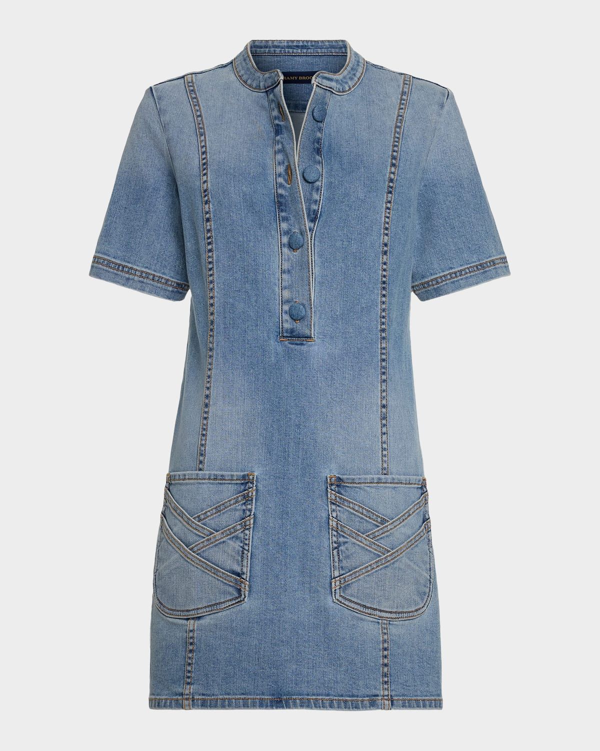 Skylar Short-Sleeve Braided Denim Dress