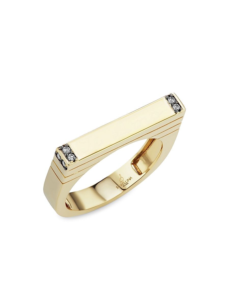 Women's 18K Yellow Gold & Diamond Bar Ring - Gold - Size 7