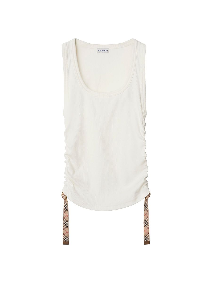 Women's Ruched Cotton Tank Top - Chalk - Size XS