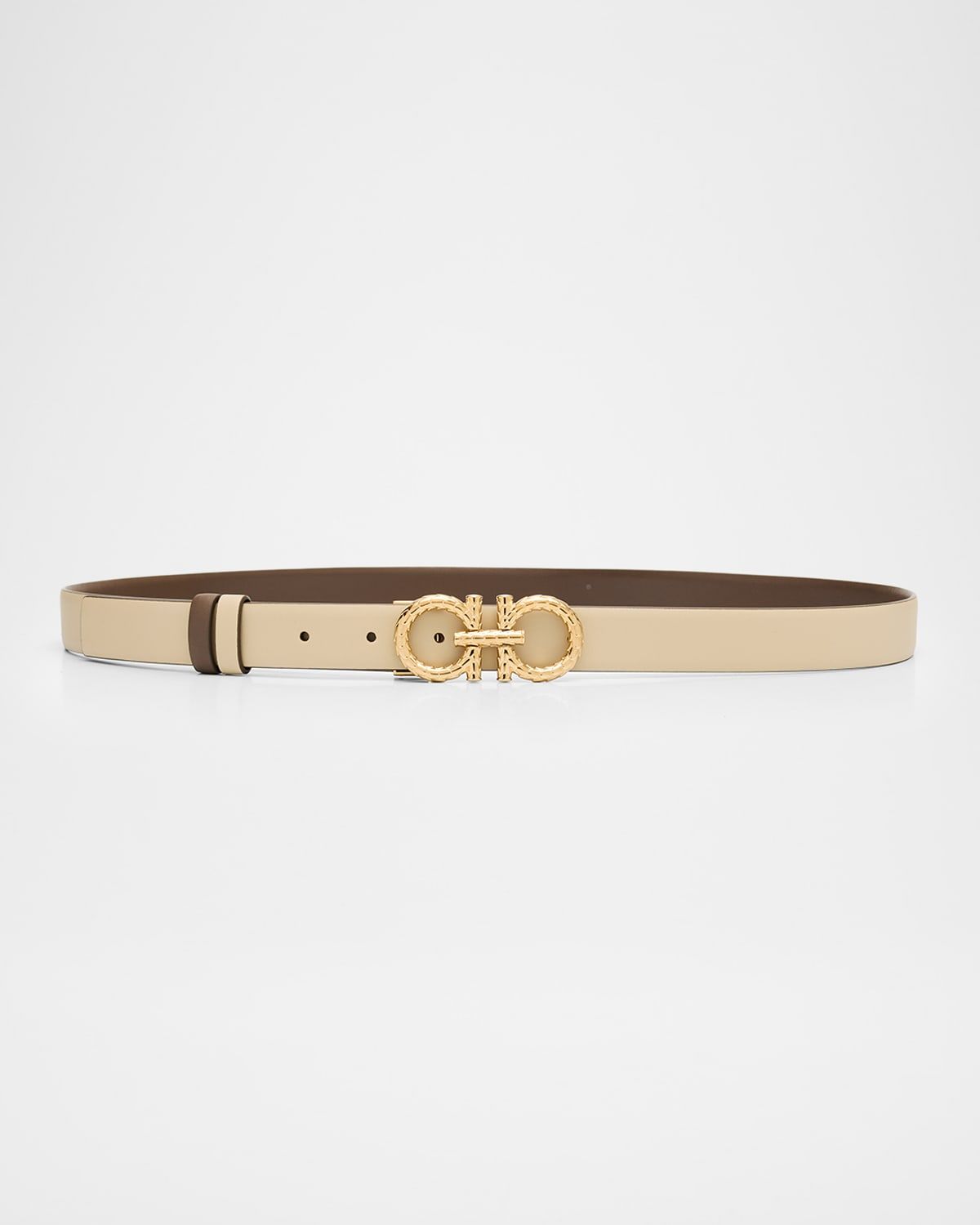 Gancini-Buckle Reversible Leather Belt