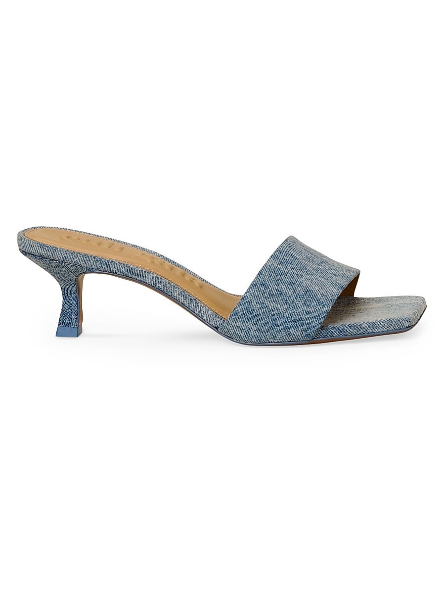 Women's Ada 50MM Denim Open-Toe Mules - Denim - Size 6.5