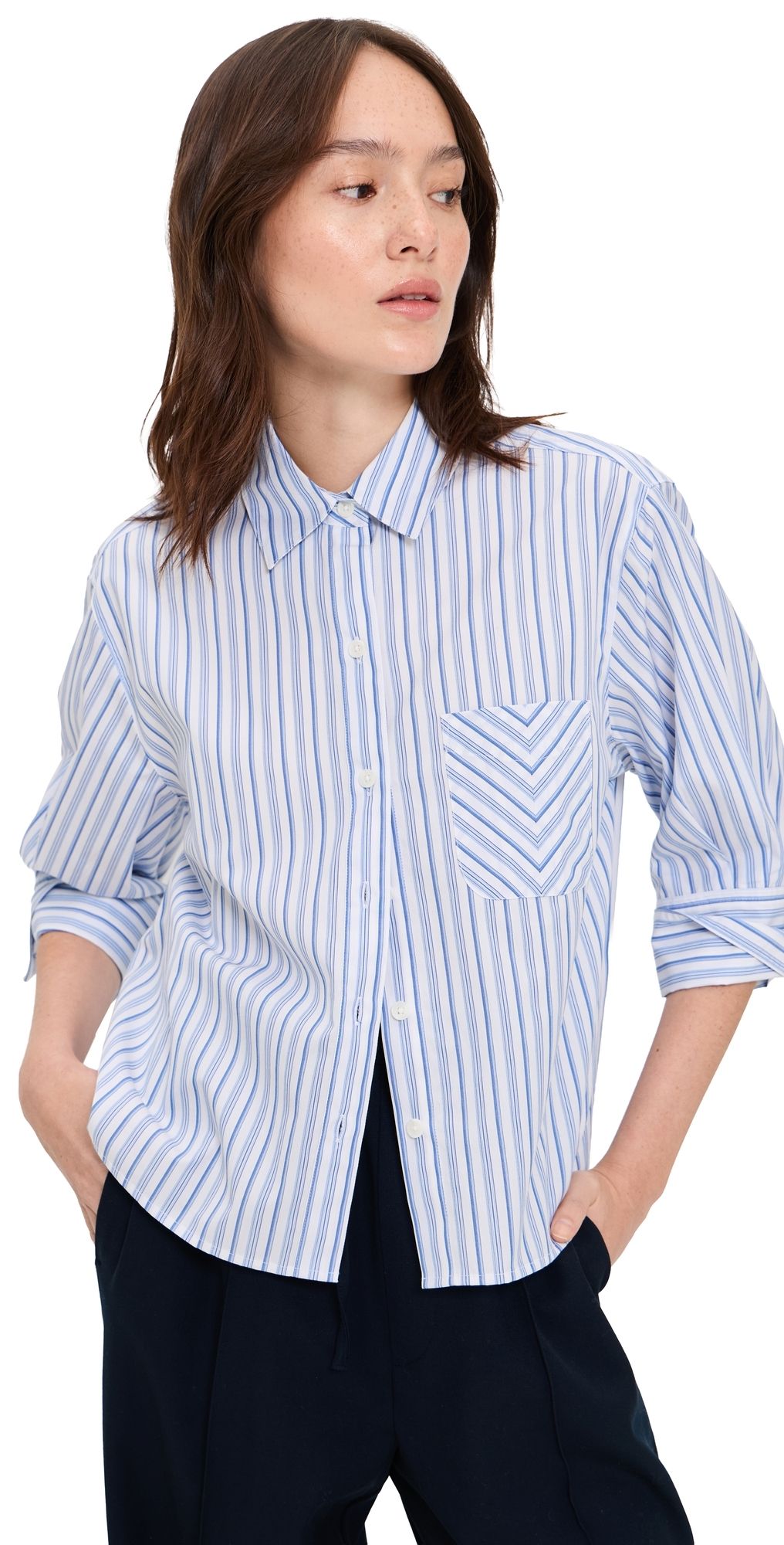 rag & bone Lucia Stripe Poplin Shirt Bbybs M