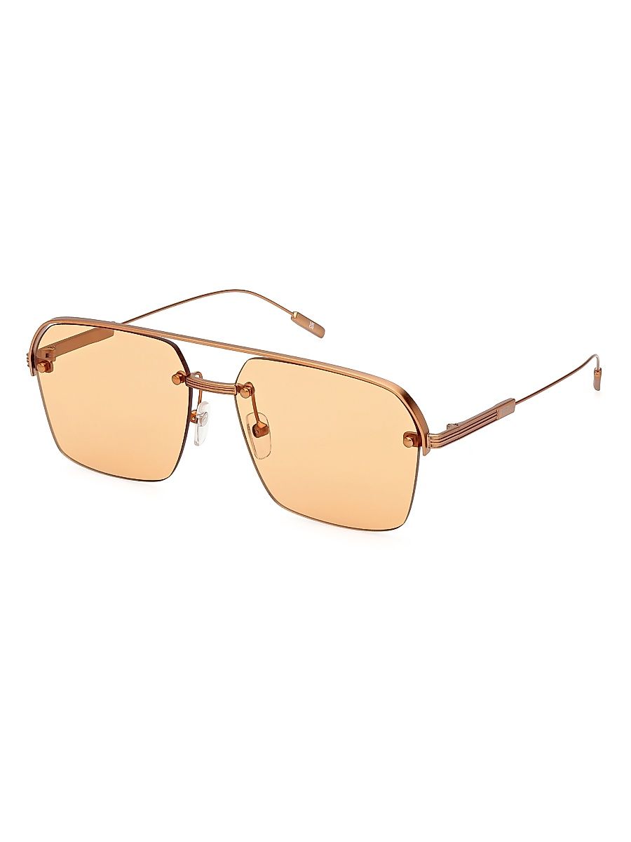 Men's 57MM Plastic Aviator Sunglasses - Matte Orange
