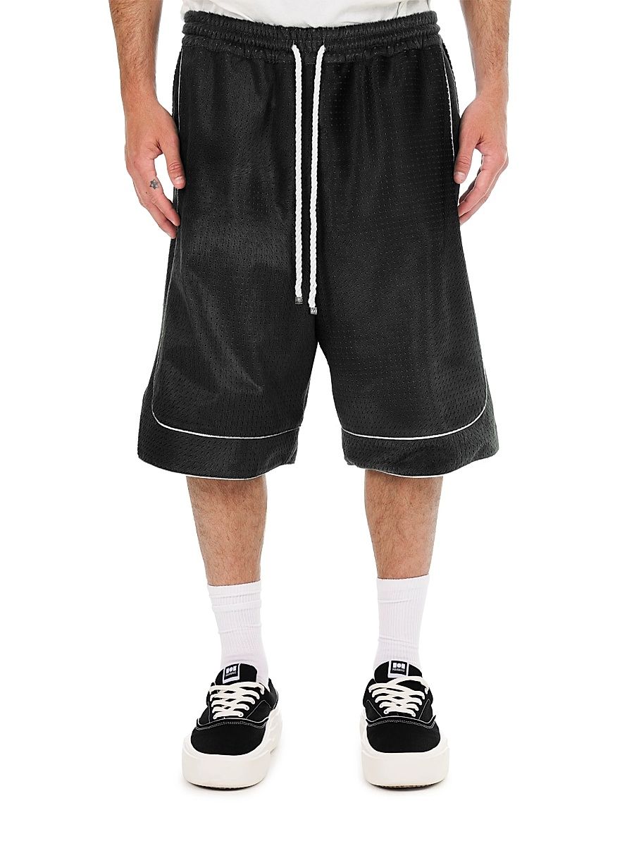 Men's Suede Basketball Shorts - Black Leather - Size XL