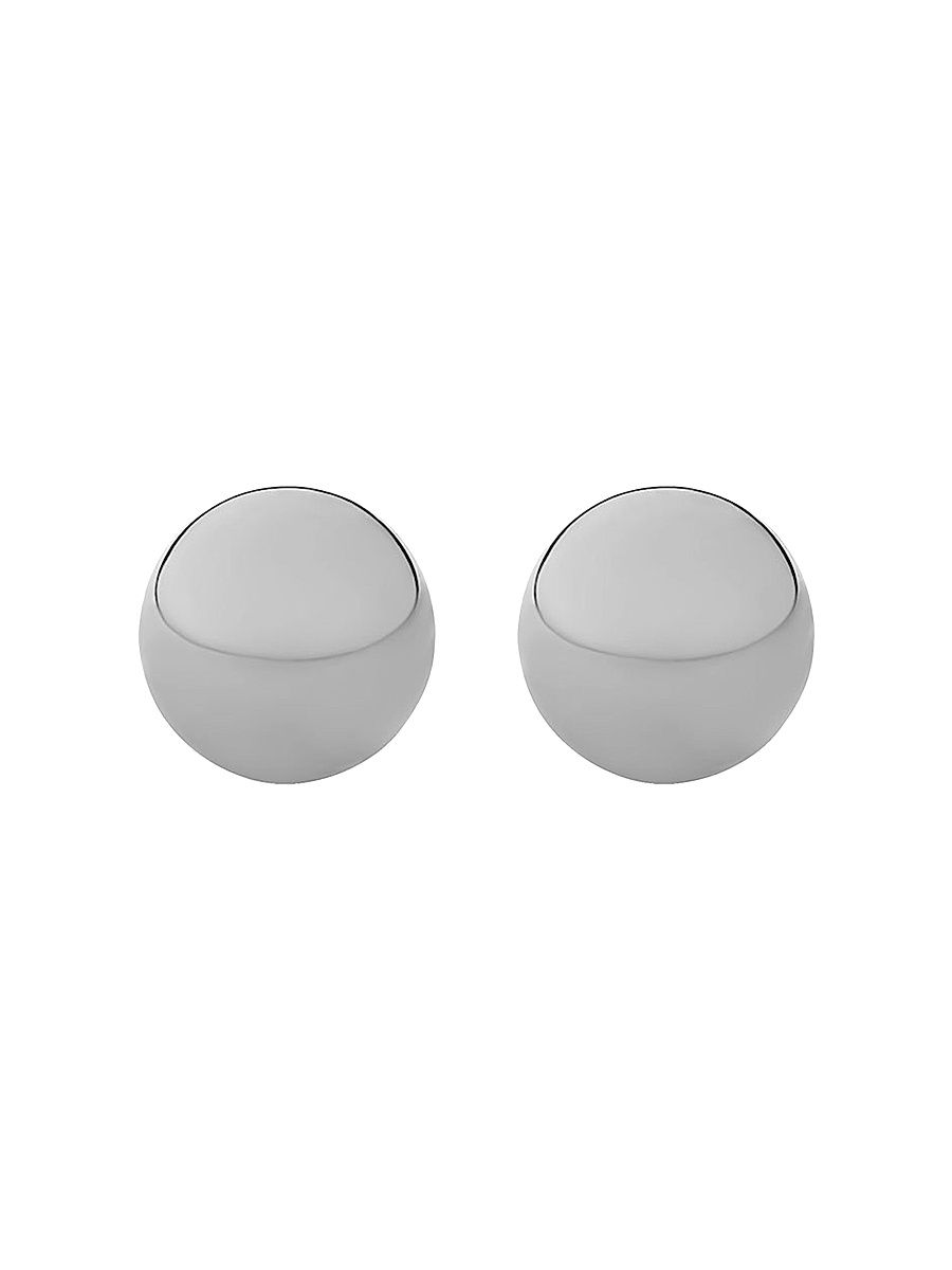 Women's 14K White Solid Gold Have A Ball Studs - White Gold - Size 8