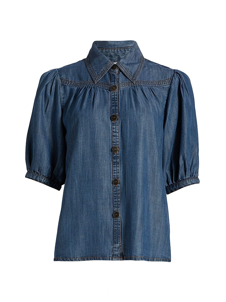 Women's Noah Chambray Puff Sleeve Shirt - Chambray - Size Medium