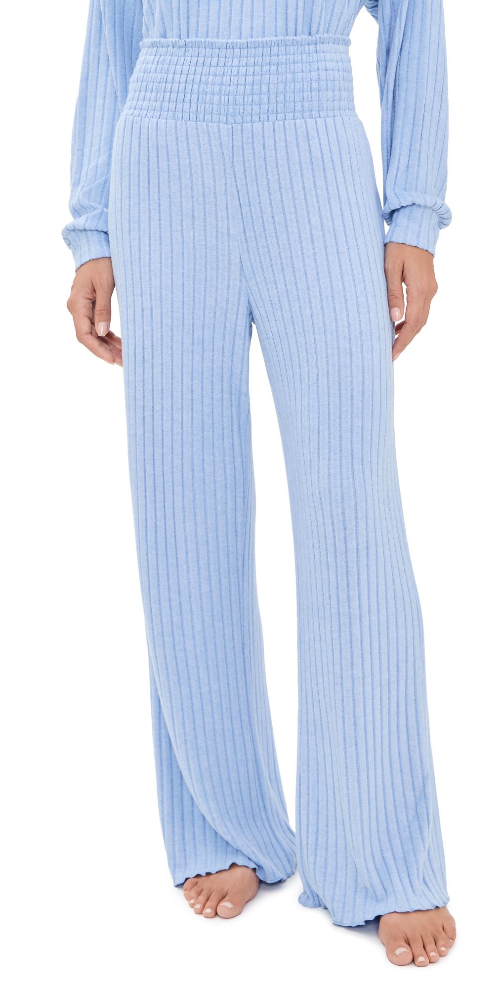 Z Supply Dawn Smocked Rib Pants Crystal Blue XS
