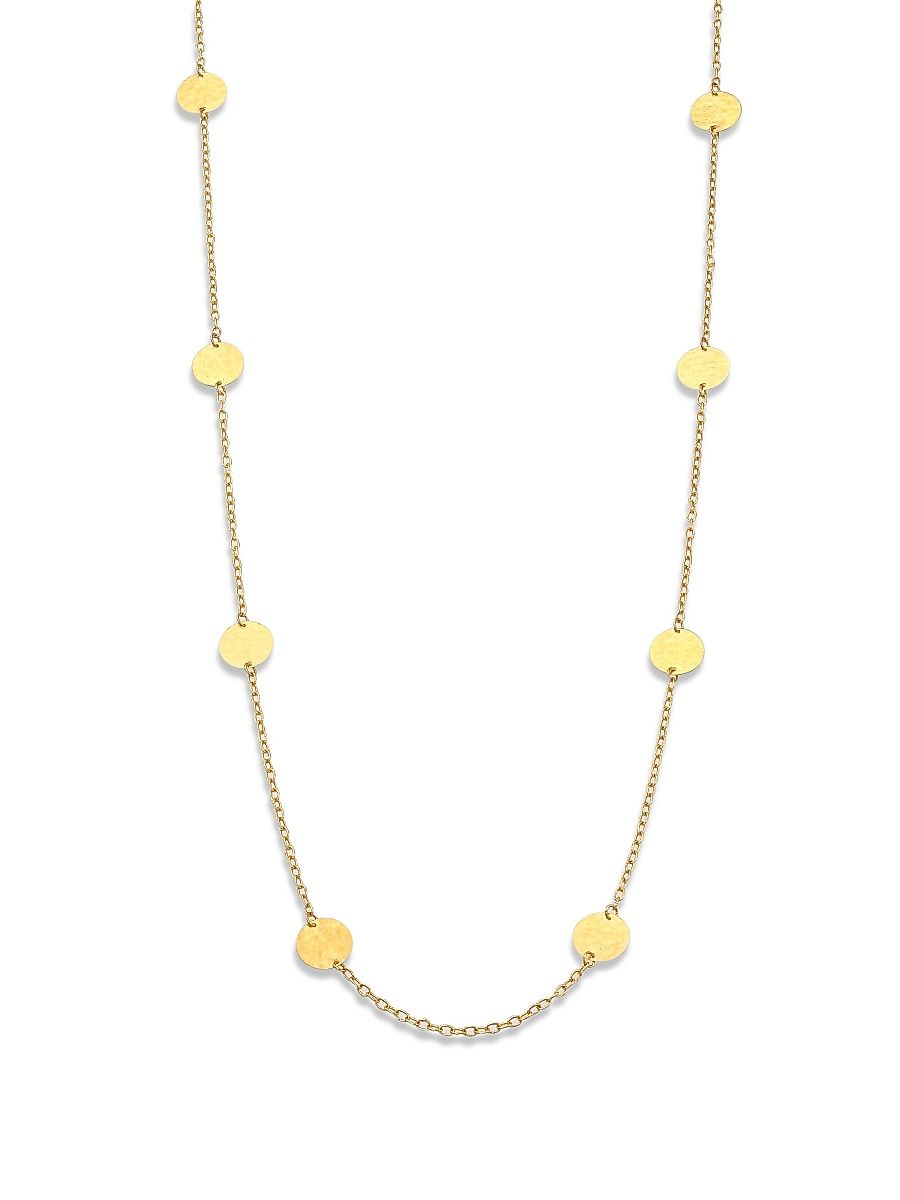 Women's 24K Yellow Gold Disc Station Necklace - Gold