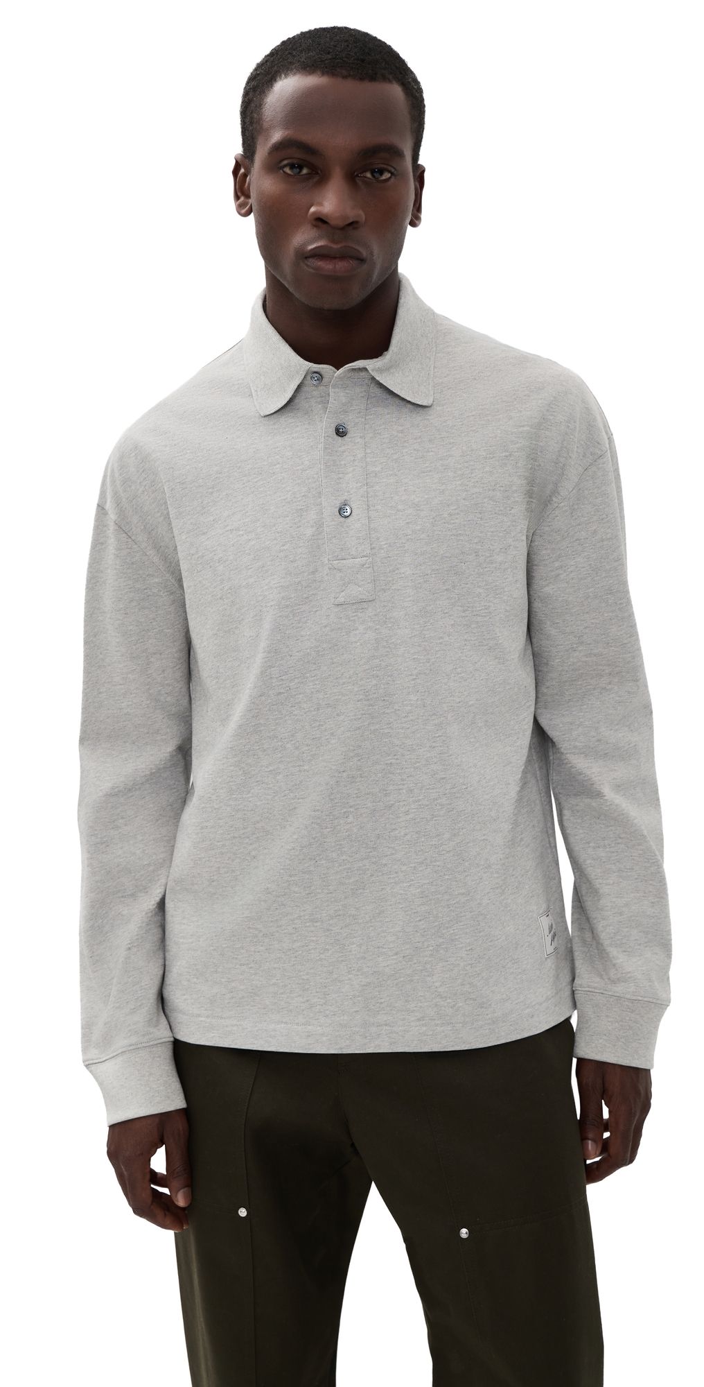 AMI Polo with Heritage Ami Paris Label Gris Cendre Chine M