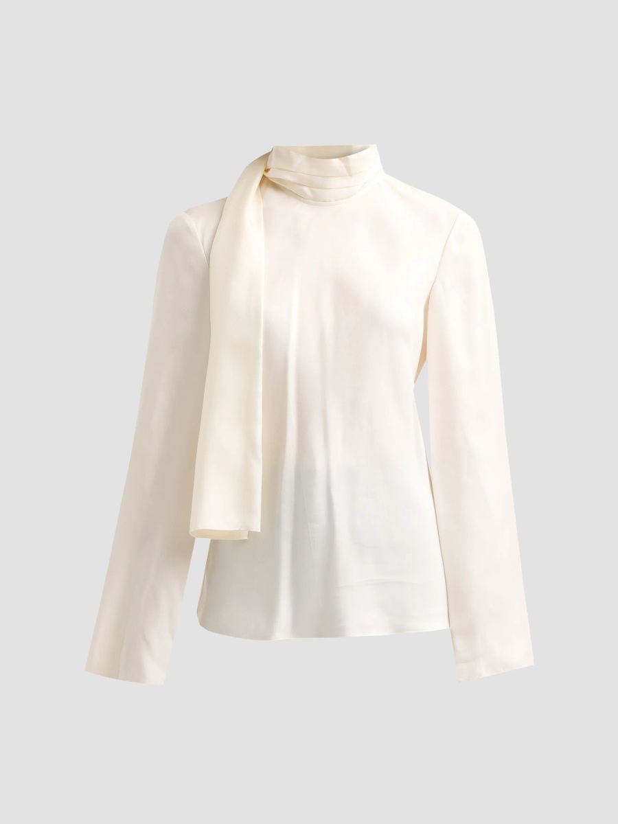 Women's Silk Foulard Top - Cream - Size 12