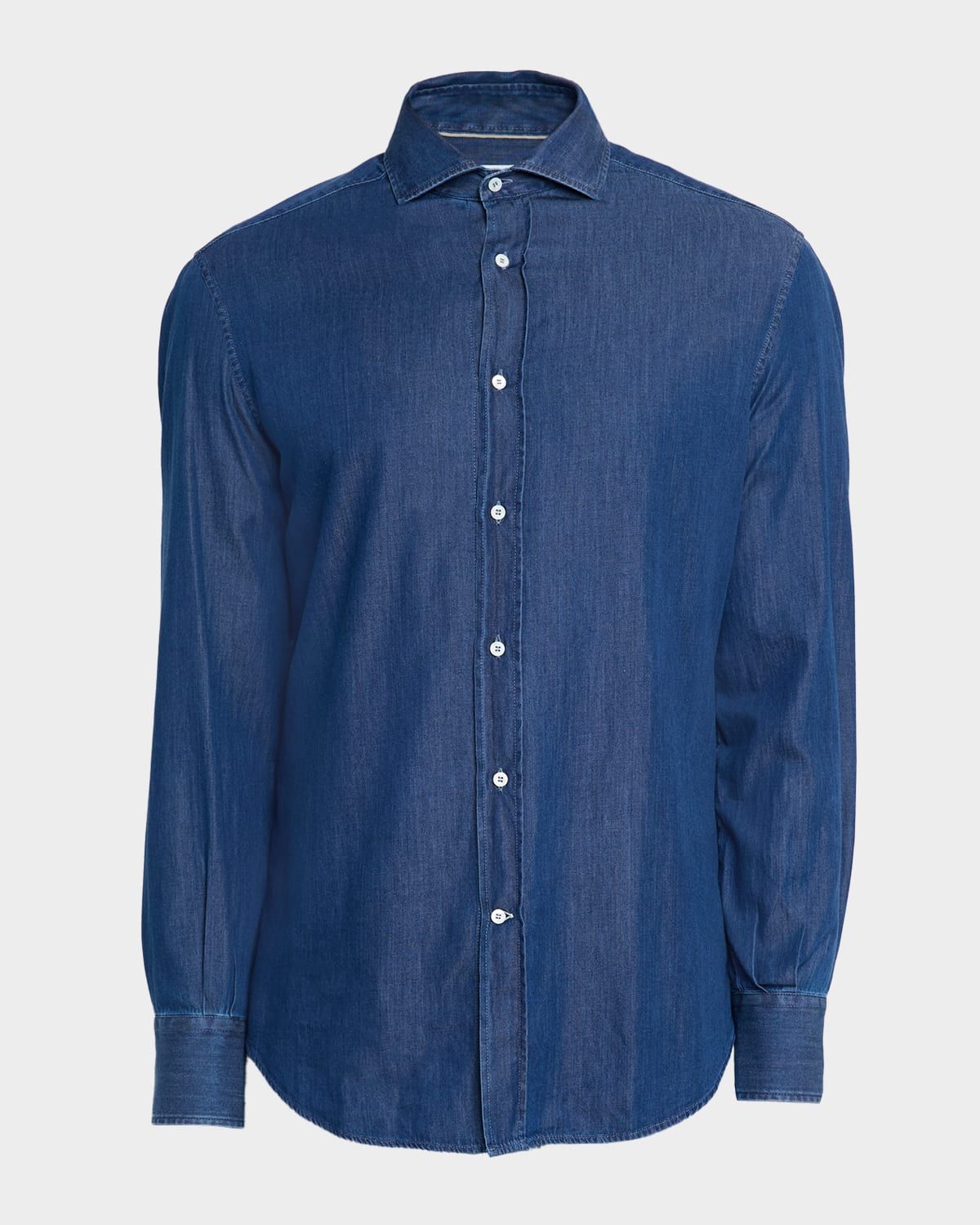 Men & apos;s Denim Spread Collar Button-Down Shirt