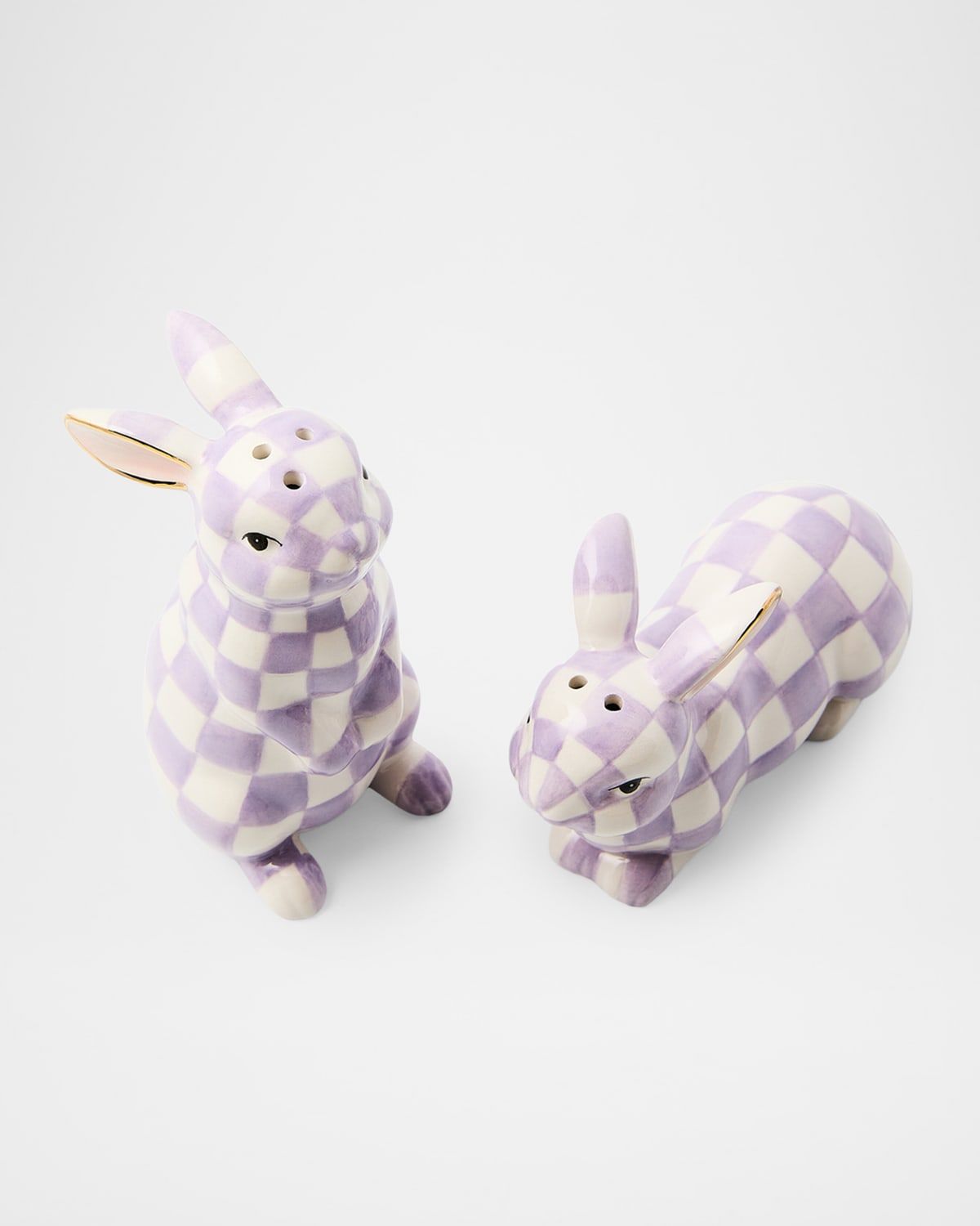 Violet Check Bunny Salt and Pepper Set
