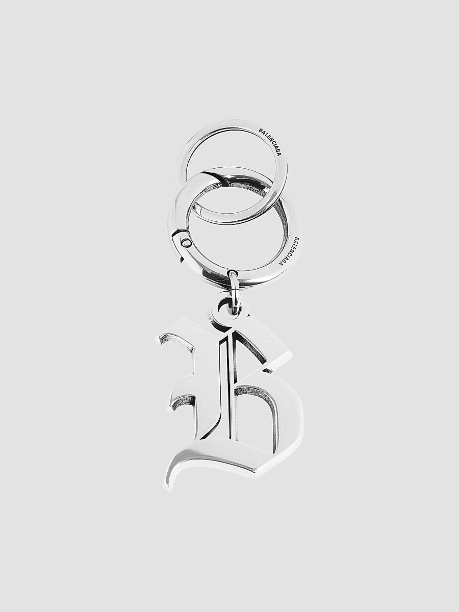 Balenciaga Men's Melrose B Keychain - Antique Silver