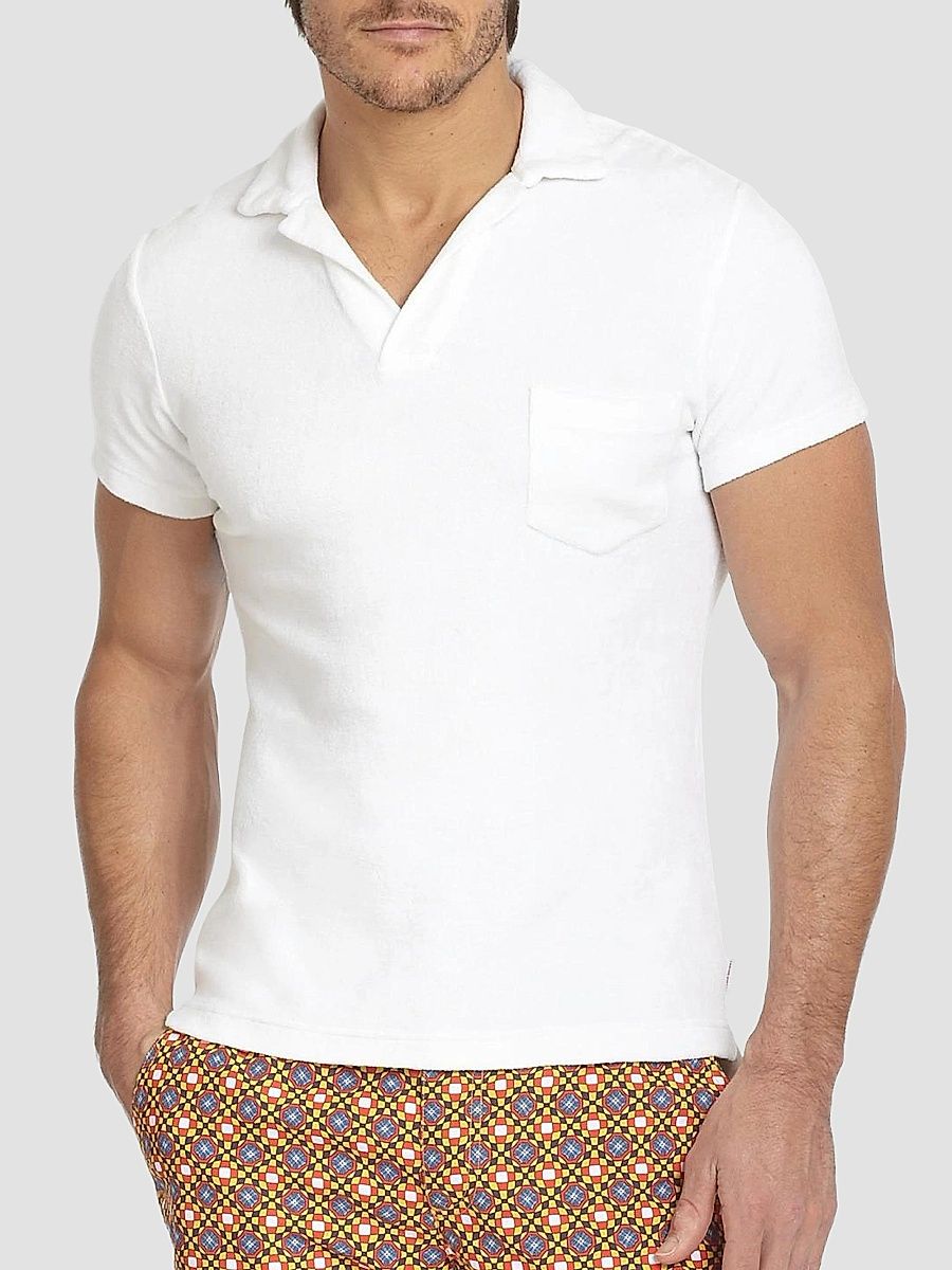 Orlebar Brown Terry Cotton Polo - White - Size Medium