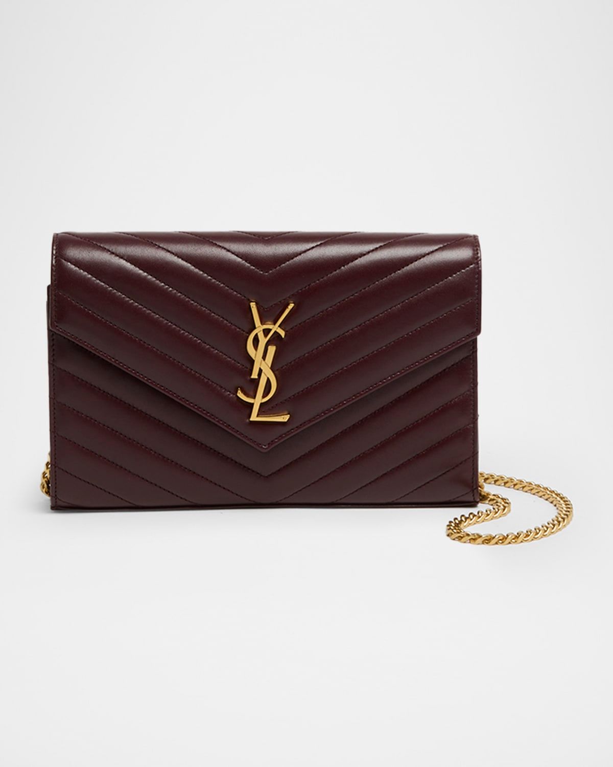 YSL Monogram Large Wallet on Chain in Smooth Leather