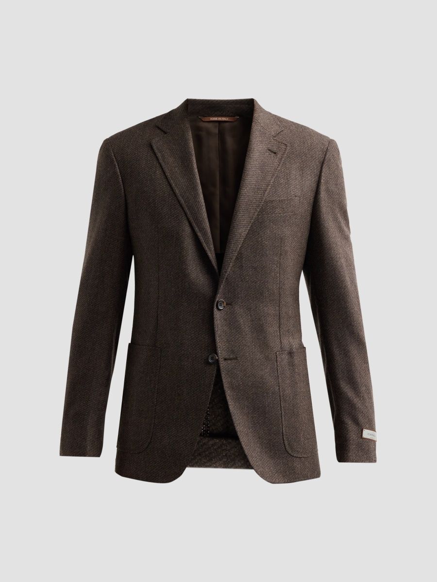 Canali Men's Raised Textured Wool Blazer - Brown - Size 48