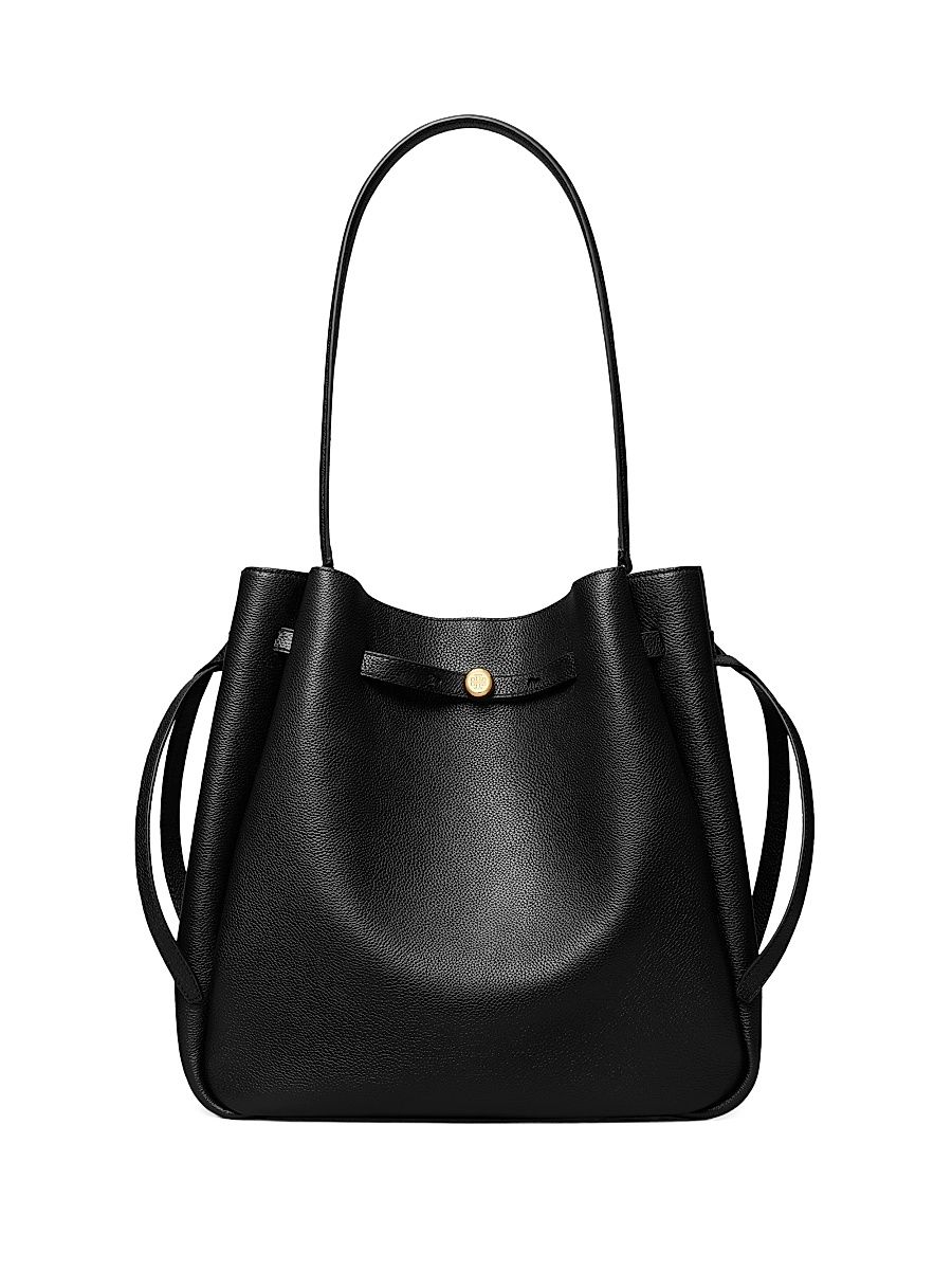 Women's Mini Romy Leather Bucket Bag - Black