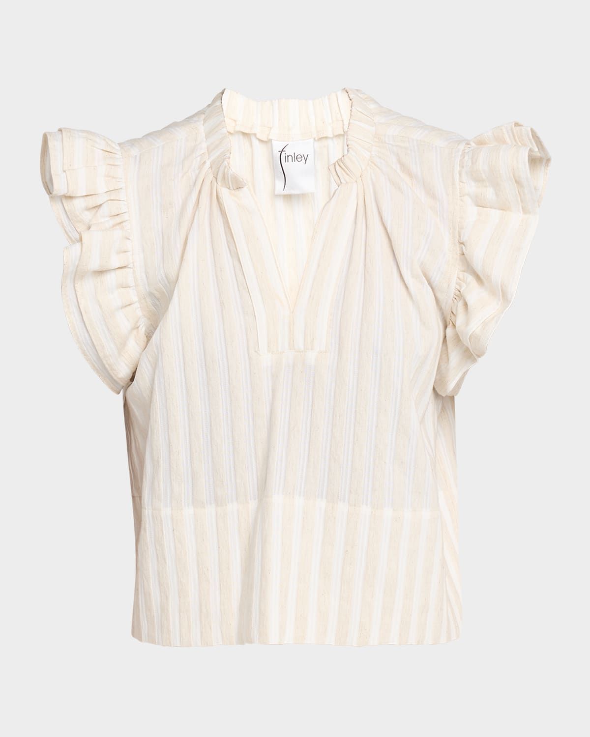 Remy Texture-Striped Ruffle Top